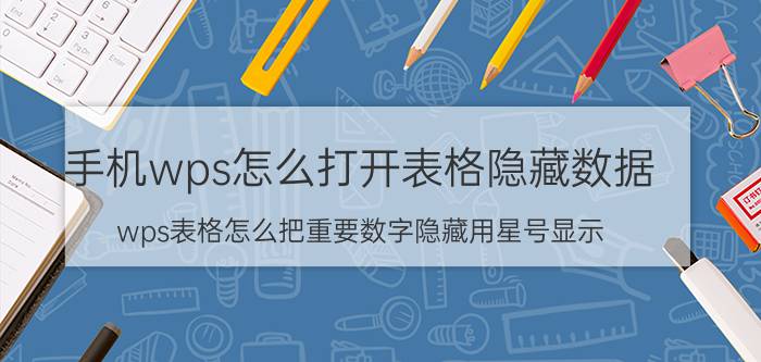 手机wps怎么打开表格隐藏数据 wps表格怎么把重要数字隐藏用星号显示？